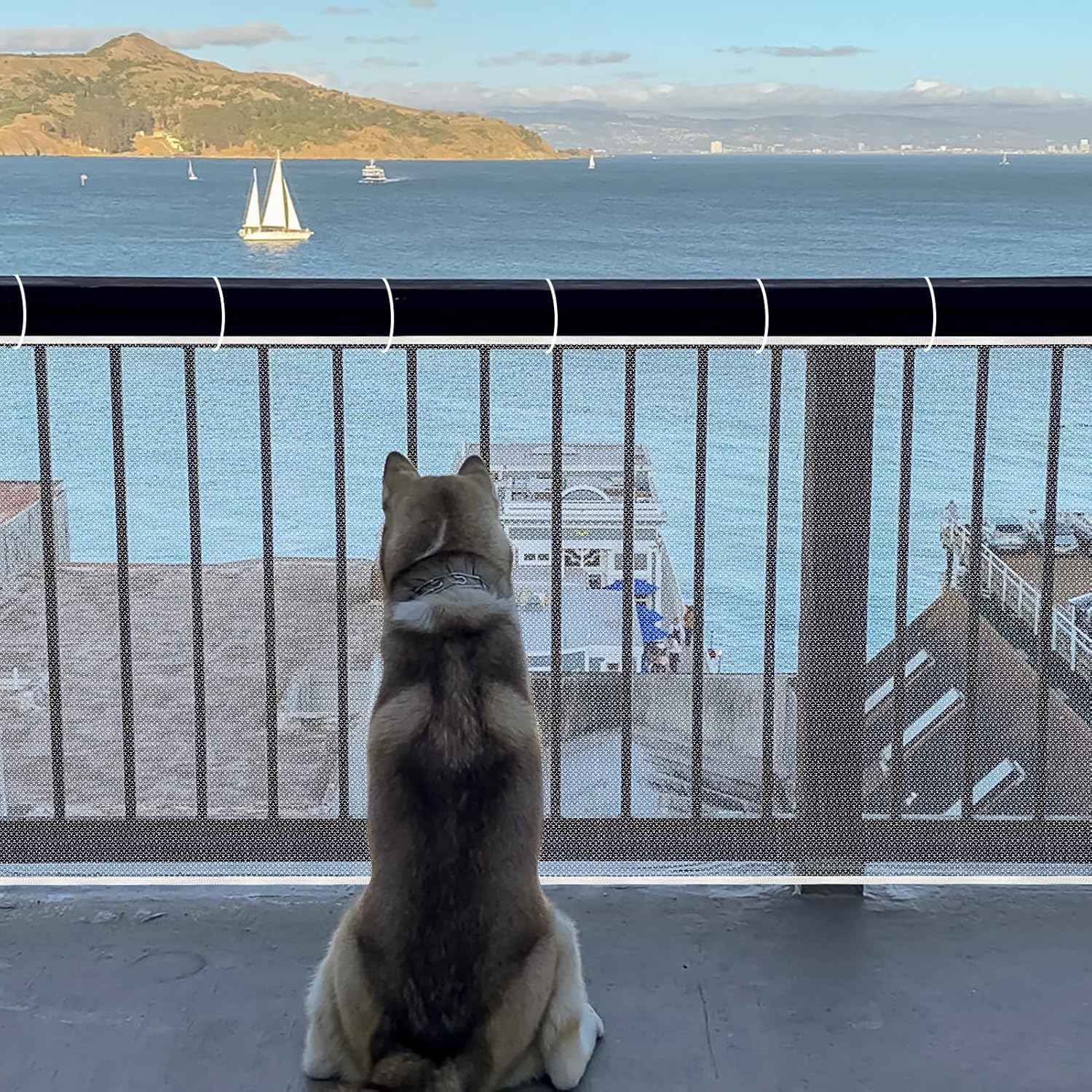 Stair Guardrail Safety Net, 9.8Ft Anti-Fall Mesh Fence for Kids & Pets, Heavy-Duty Nylon Balcony Barrier, Indoor/Outdoor Use, Easy Install with Zip Ties (White) image number 2