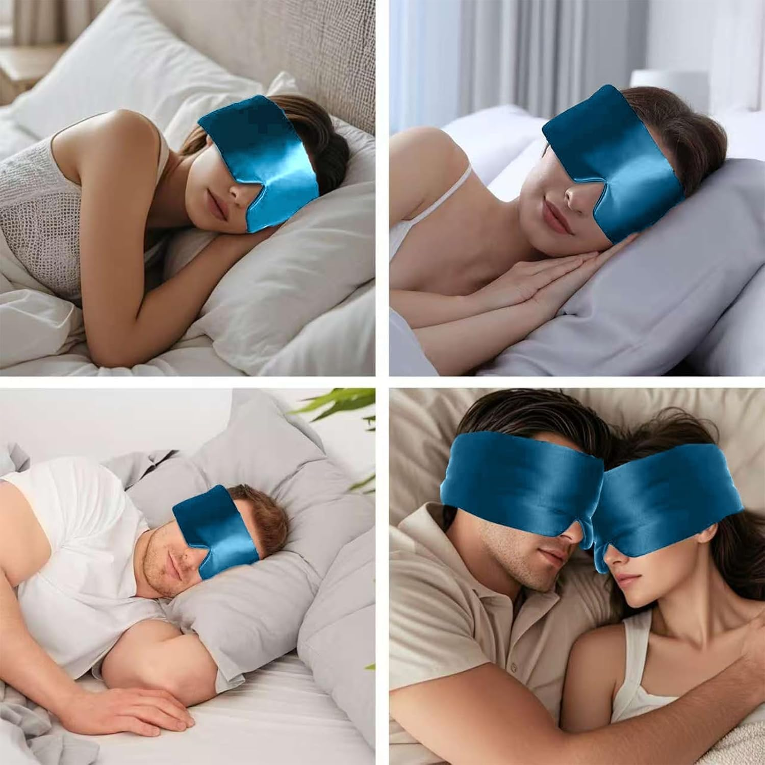 Silk Sleep Mask, Sleeping Mask for Daytime Napping and Nighttime Sleep, Light Blocking Eye Mask for Insomnia Sufferers, Frequent Travellers, Deep Blue Silk Eye Mask image number 5