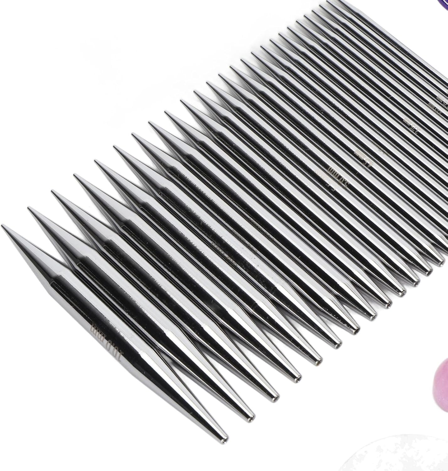 Circular Knitting Needles, 13 Pairs Aluminum Interchangeable Crochet Needles Set, Knitting Accessories with Storage Case for Handmade DIY Knitting image number 5