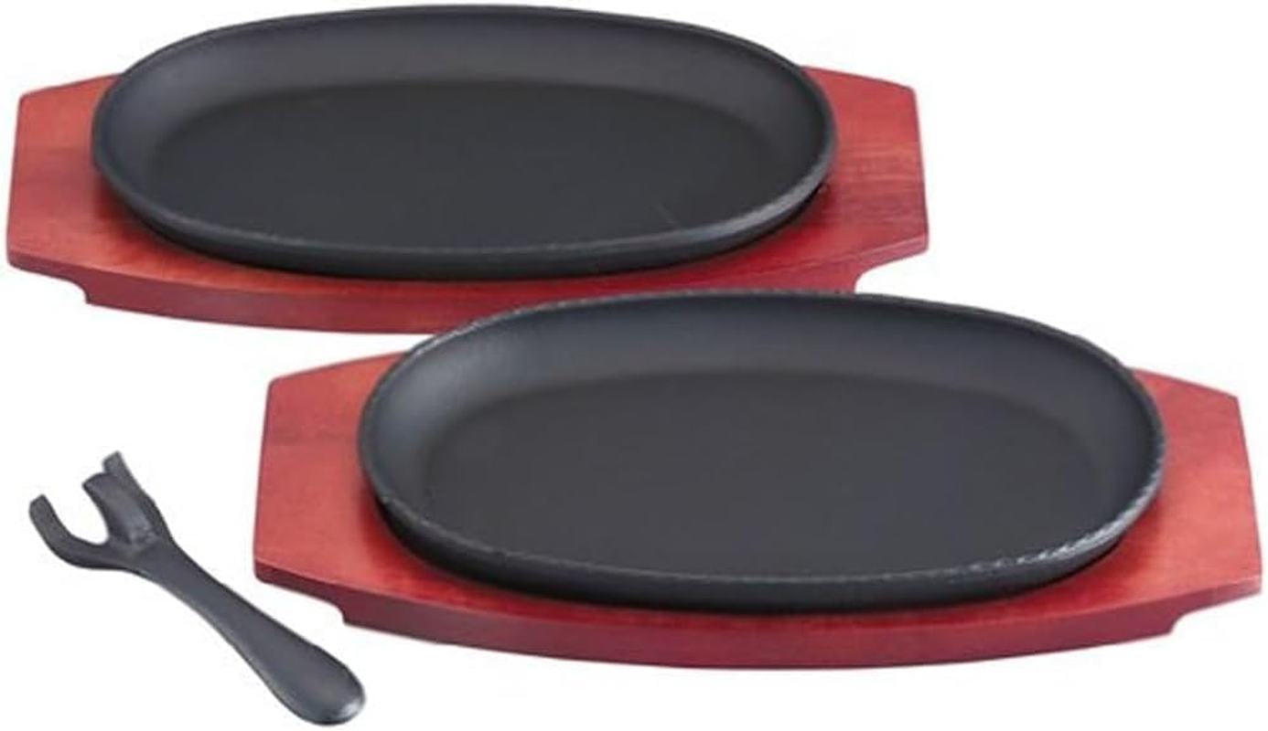 Ikenaga Iron Works Multi-Steak Dish (Japan Import), 2062G, Black, Oven & Dishwasher Safe, Microwave Reheat, Saute, Sear, Griddle