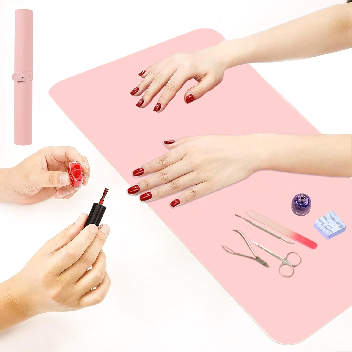 Nail Art Table Mat, Foldable Nail Hand Rest Cushion, Manicure Pad, Soft Microfiber PU Leather Nail Mat, Nail Arm Rest for Acrylic Nails, Nail Table Mat, Desk Pad For image number 3