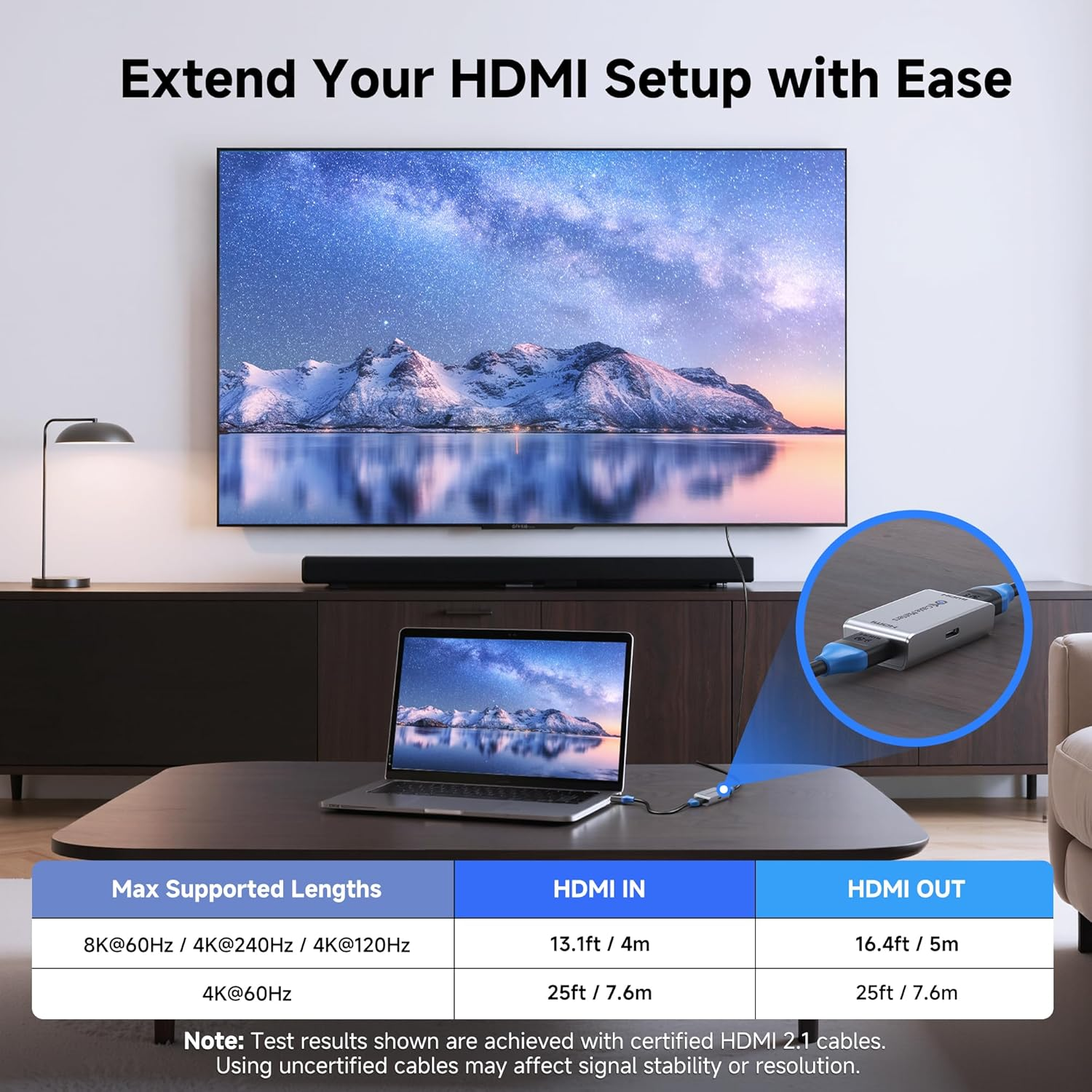 Cable Matters Active 8K HDMI 2.1 Repeater Coupler (Female to Female), Wall-Mount HDMI Signal Booster, 8K@60Hz 4K@240Hz HDR Earc, for PS5 Xbox Series X|S Apple TV image number 5