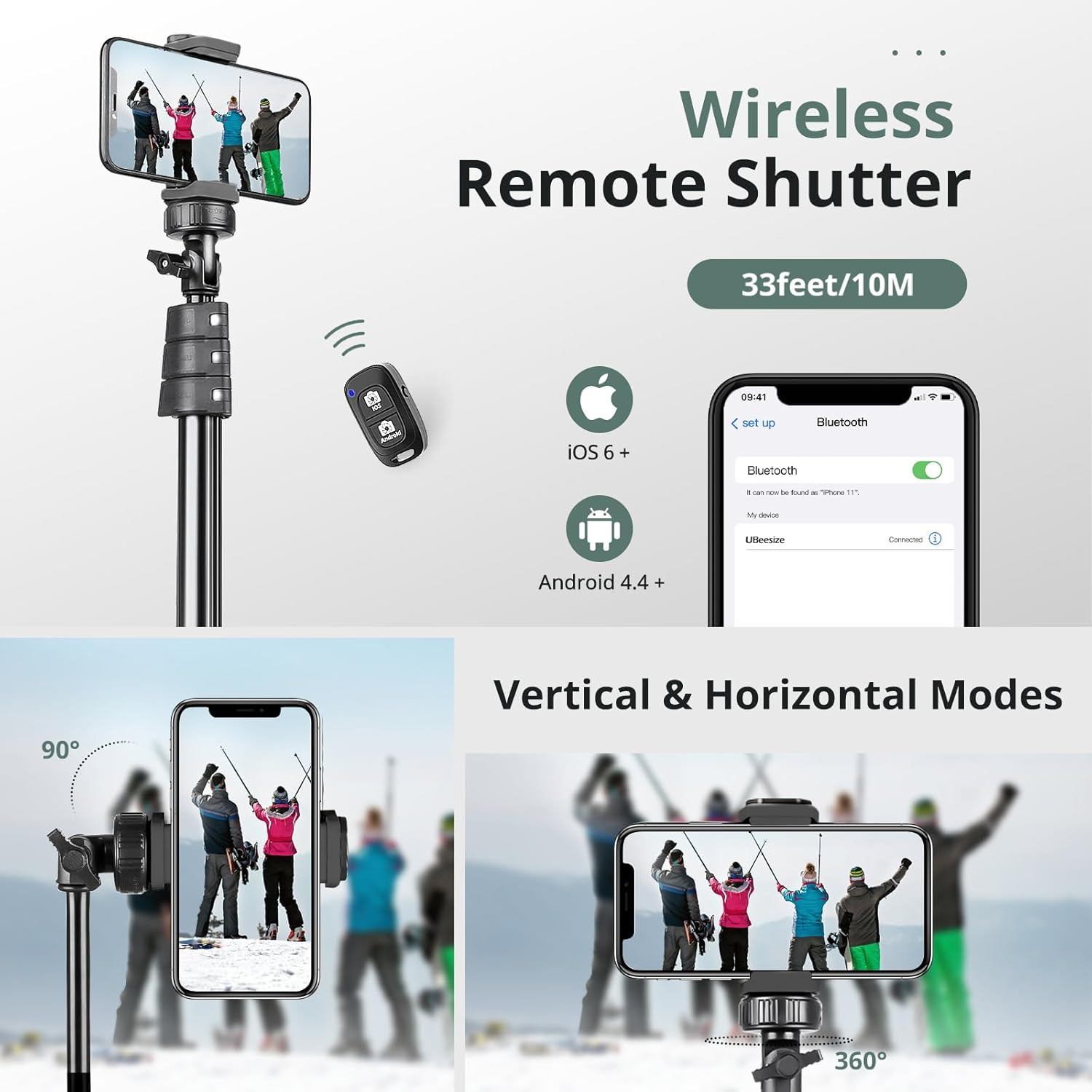 Sensyne 88" Phone Tripod & Selfie Stick, Extendable Phone Tripods with 14.95In Adjustable Gooseneck,Cell Phone Tripods Stand with Wireless Remote and Phone Holder image number 6