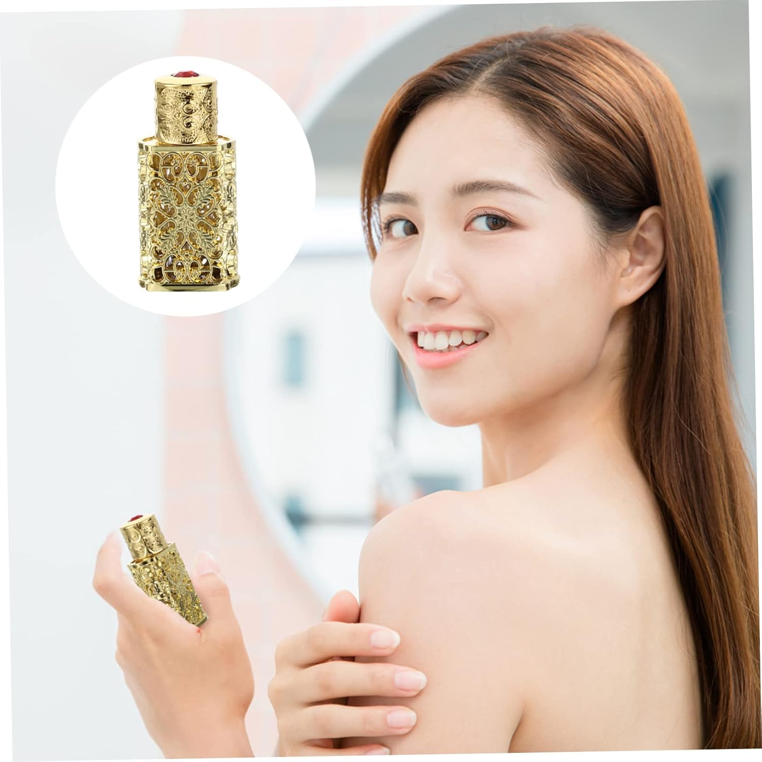 3Pcs Essential Oil Spray Bottle Antique Hollow Flower Engraving Design Leak Travel Storage for Perfume Oils for Camping Crafts Portable Refillable Container