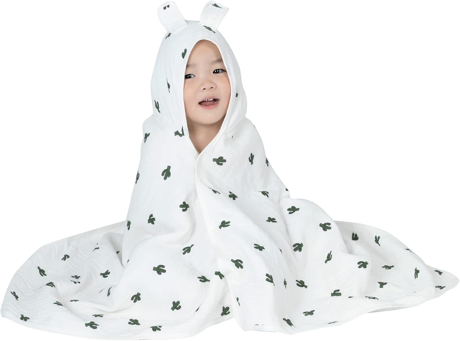 Hooded Towel Muslin Hooded Towel Made from Organic Cotton 6-Layer Cotton Bath Towel, Soft Bath Towels for Toddler Baby, Toddler Towels with Hood,1-5 Years Old Kids