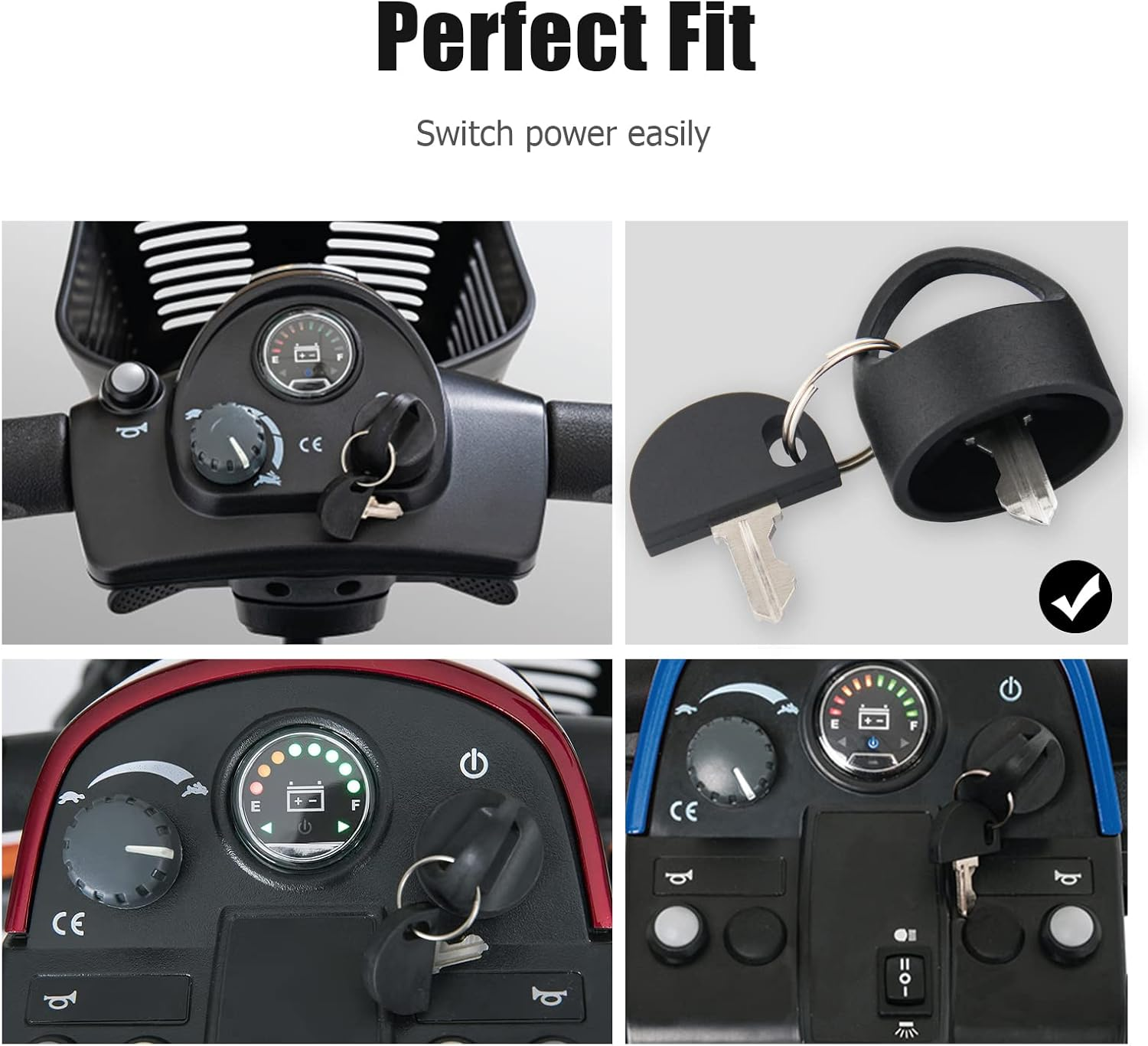 Easy Pull Key for Pride Mobility Scooter, Key Replacement Parts Accessories for All Pride, Victory and Go-Go Mobility Scooters Power Wheel Chairs, 2 Set image number 2