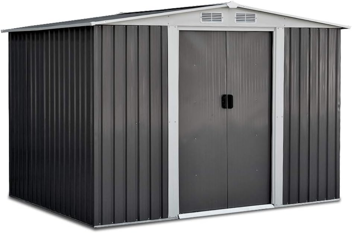 Giantz Garden Shed 2.58X2.07X1.78M Storage Box Workshop, Green House Greenhouse Outdoor Shelter Tool Shade, Dome Gable Roof Double Sliding Doors Galvanized Steel