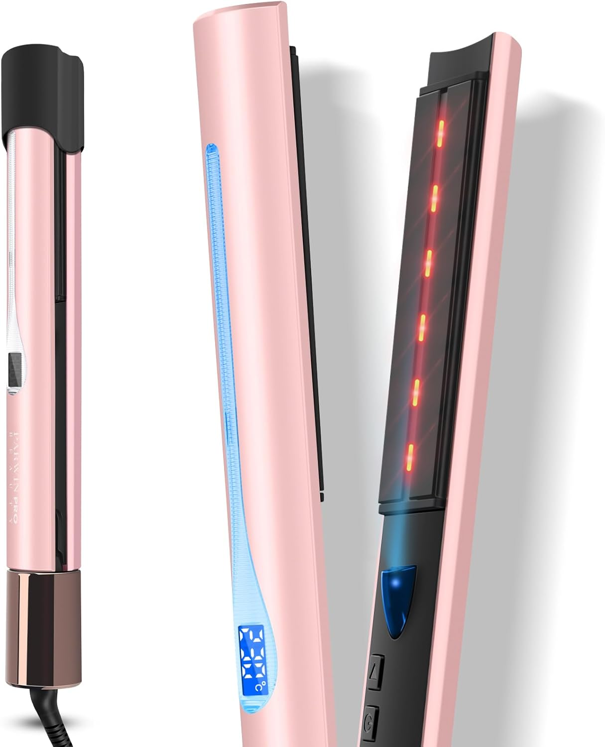 Infrared Ion Hair Straightener and Styler, PARWIN PRO BEAUTY 2 in 1 Curls and Straightens, Anti-Frizz and Shine Effect, Dual Voltage, 14 Adjust Temp 100-230℃ Pink