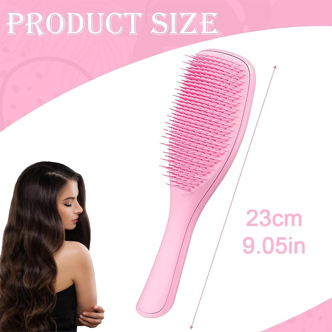 Hair Brush, Pink Detangler, Detangling Brush for Shower, Combing without Pulling, Ideal for Dry & Wet Hair, Ergonomic Handle, Painless Detangling, Ideal for Conditioner Distribution image number 5