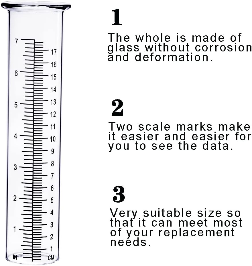 BIUWING 7 Inch Rain Gauge Replacement Tube Glass for Yard Garden and Outdoor Home, with Clean Brush image number 4