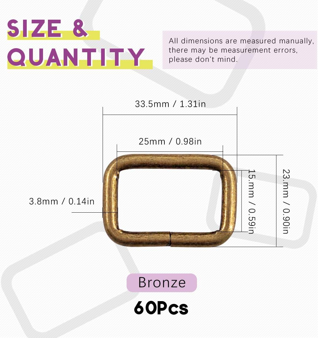 Swpeet 60Pcs 1 Inch / 25Mm Heavy Duty Metal Ring Buckle Webbing Belts