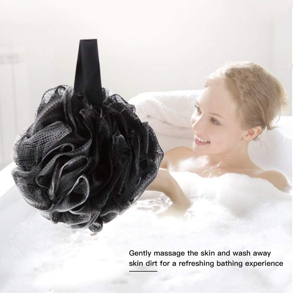 Shower Bath Sponge, 3Pcs Black Bath Shower Sponge Exfoliating Pouf Loofahs, Gentle Shower Scrub Mesh Body Brush Ball, the Best Bathing Companion for Women Men image number 6