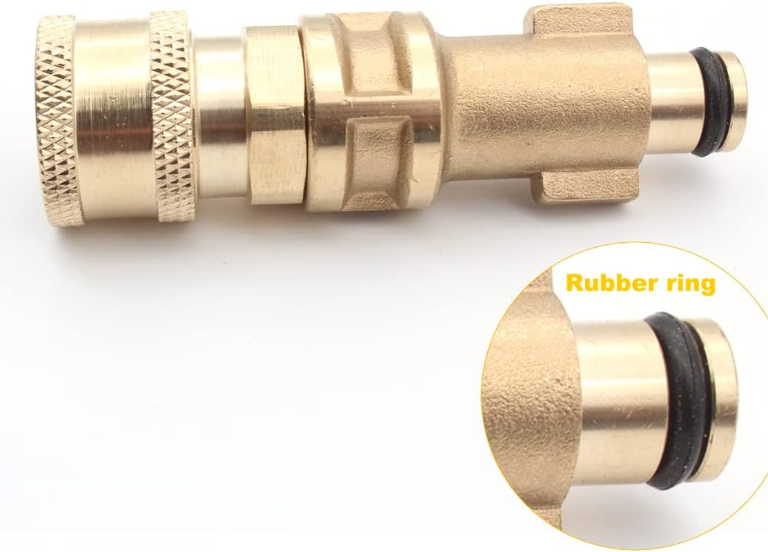 Brass Pressure Washer Gun Adapter,Electric Power Washer Accessory Part,1/4 Inch Quick Connector,With 5 Nozzle Tips,Compatible Bosch Greenworks...Short Replacement Wand (For Bosch/Husky/Greenworks...) image number 2