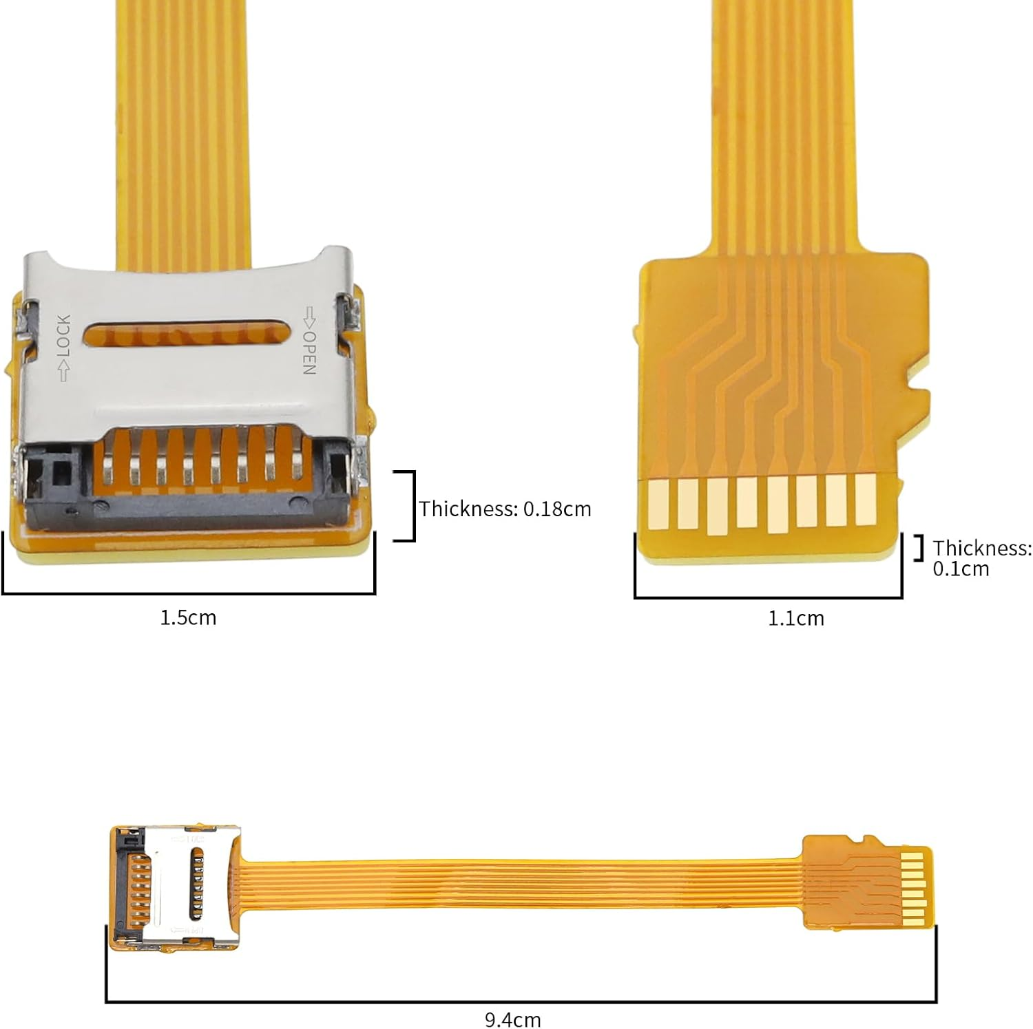 Emagtech TF Memory Card Micro SD Extension Cable Compatible with Micro TF Card Smartphones PDA MP3/MP4 Player GPS Flat FPC Extender Cable 9.4Cm image number 6