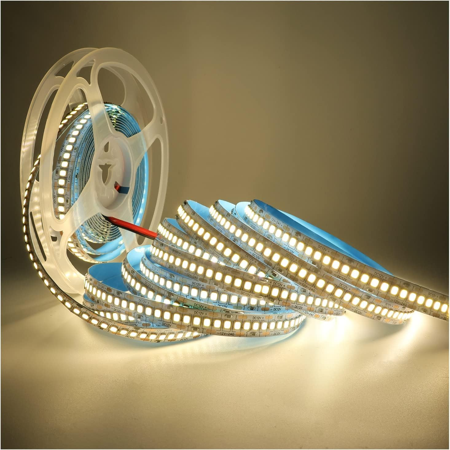 Tyun 12 V LED Strip Light, 1200 Leds, Warm White, 3000 K, 5 Metre Strip, Flexible Strip Light, SMD 2835 IP20 Strip Light for Garden, Bedroom, Kitchen Decoration