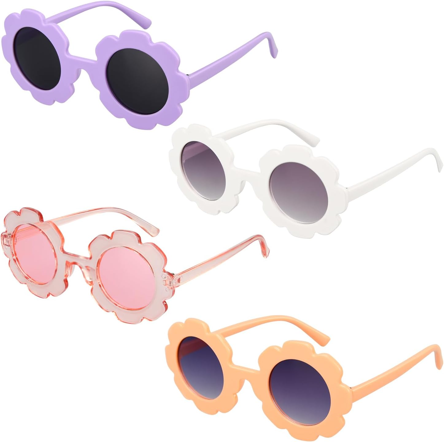 Mdvora 2/4/8/12/24 Pack round Flower Sunglasses Set, Outdoor Kids Sunglasses Kit, 12 Color Options Flower Sunglasses