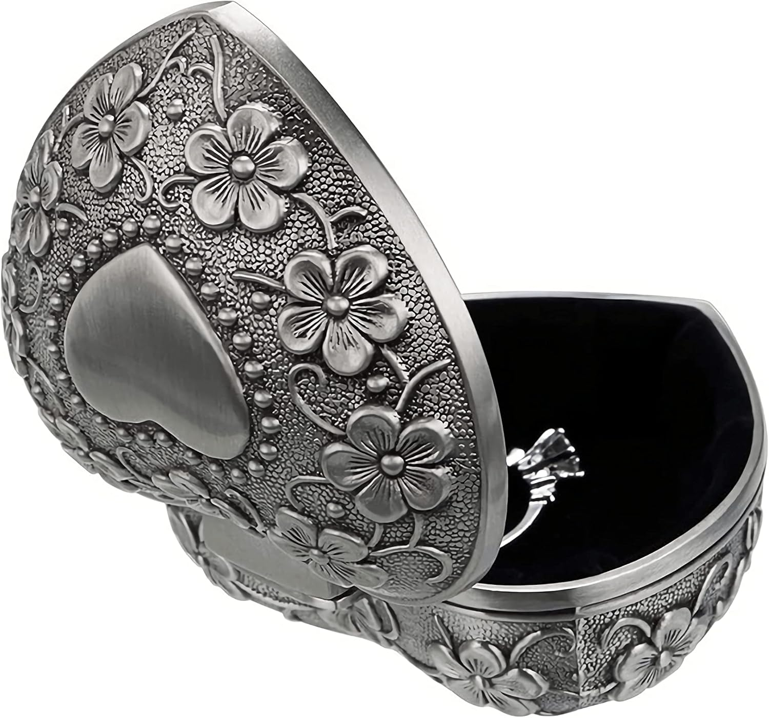 Vintage Metal Heart Shape/Retro Classic Pirate Jewelry Box, Small Trinket Jewelry Storage Box for Rings Earrings Necklace Treasure Chest Organizer Antique Jewelry Keepsake Gift Box Case for Girl