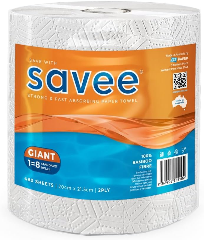 Savee Giant Paper Towel, 2-Ply, 12 Rolls X 480 Sheets (5760 Total Sheets) image number 1