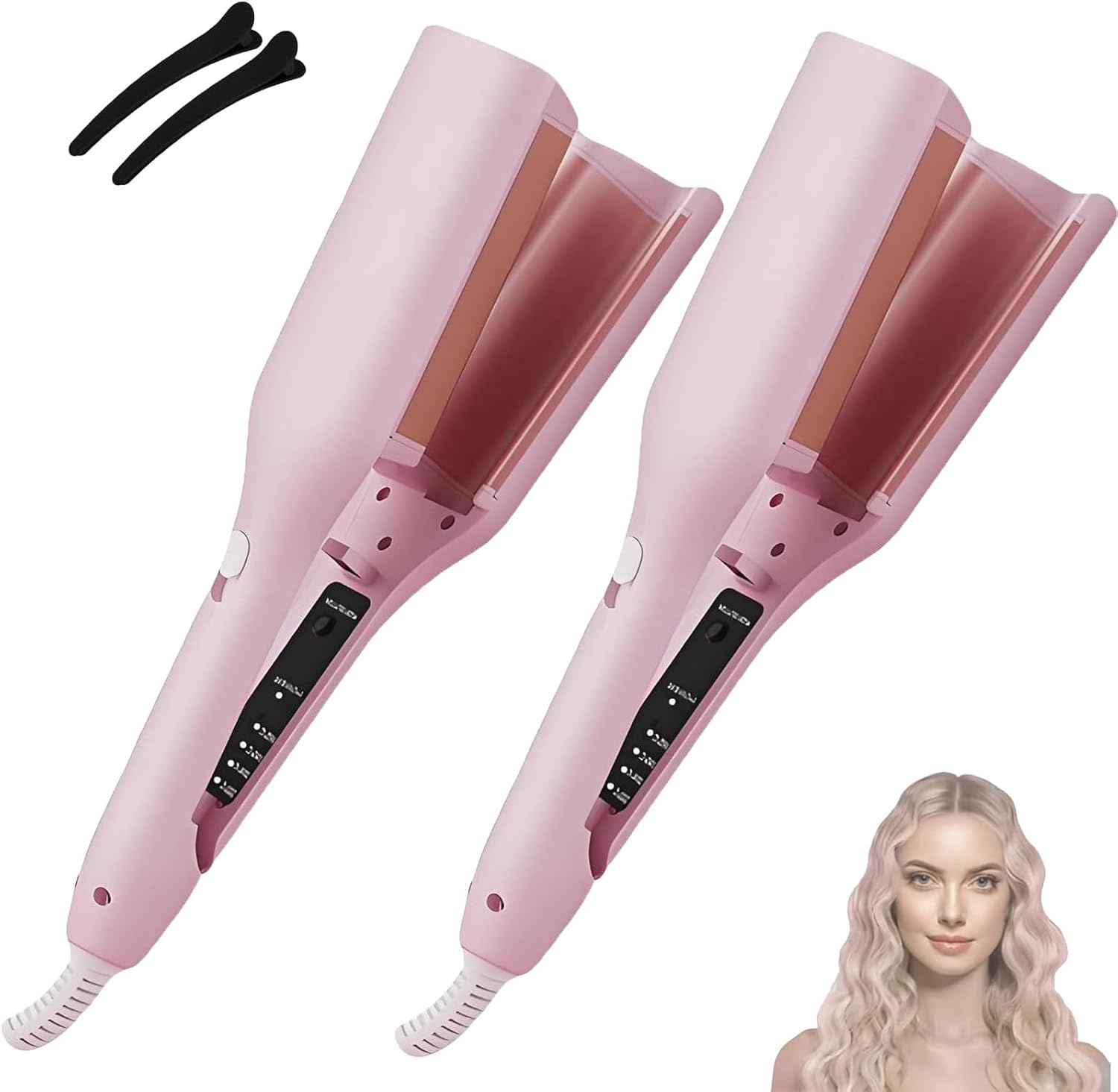 Homessencials Hair Styling Tool with Negative Ionic Technology, Homessencials French Curls Iron, Adjustable Temperatures for Quickly Creating Smooth Waves (Purple)