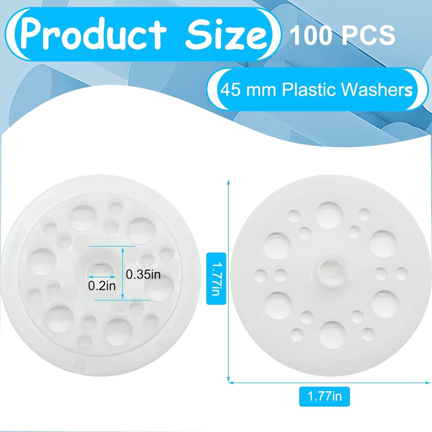 100 Pcs Plastic Washers, Load Spreading Polypropylene Washers for Fixing and Supporting Rigid Foam Insulation Foam Board Load Spreading for Screws Nail, Remove It Easily, Insulation (45 Mm) image number 1