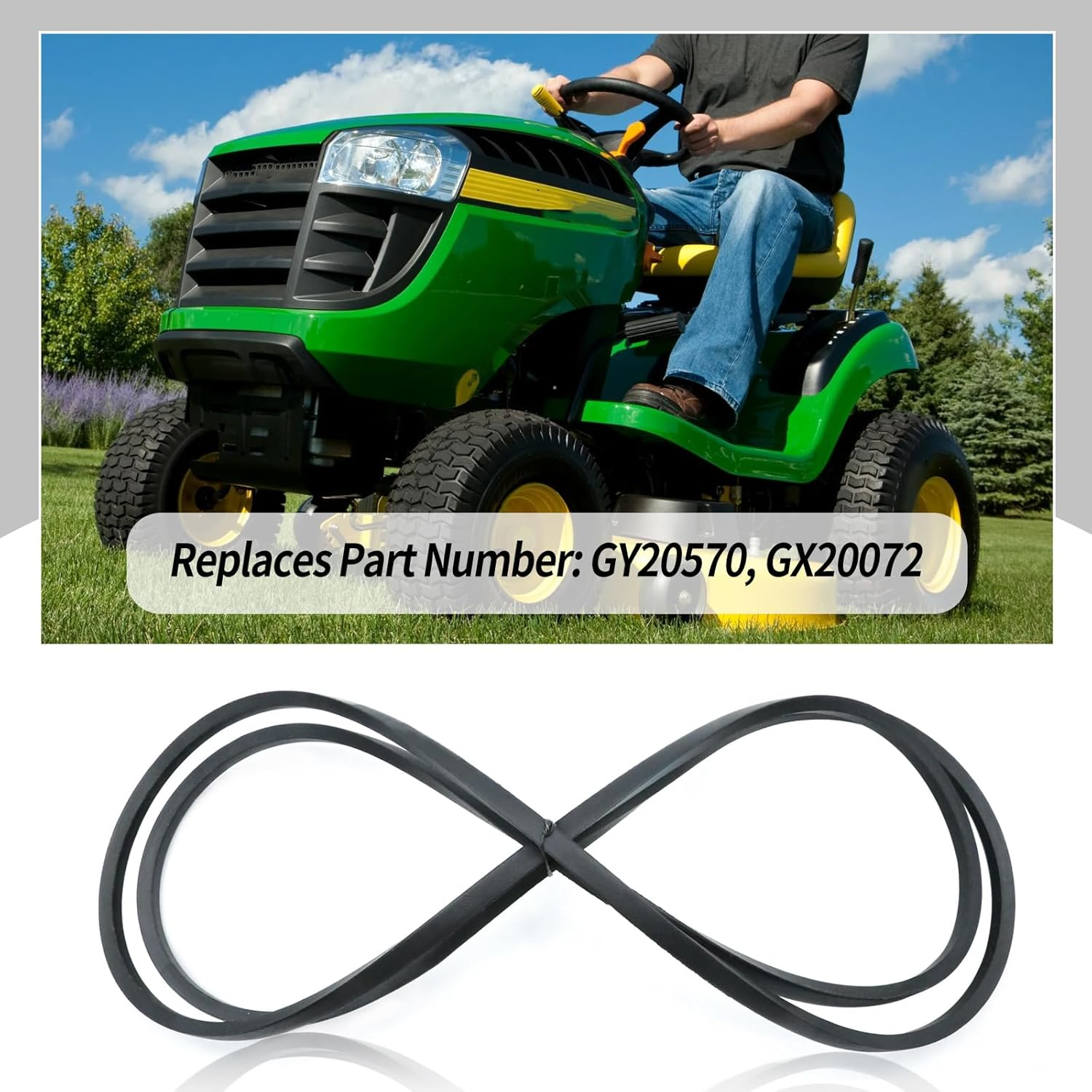 GY20570 Lawn Mower Belts, Replacement for John Deere D100 D105 D110 D120 D125 D130 E100 E110 E120 E130 X105 X106 X126, Replaces GX20072 image number 5