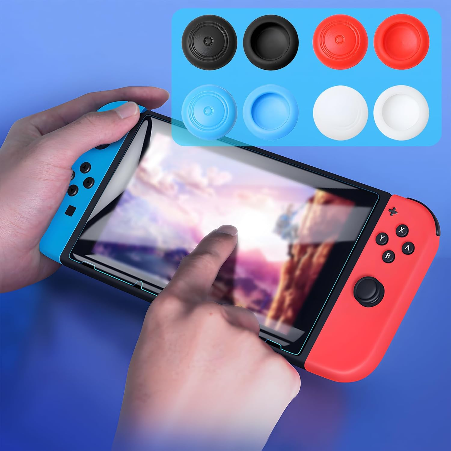 4 Pack Nintendo Switch Kickstand Replacement Kit with 8 Thumb Grips - Ultimate Backup Solution, DIY Installation, Repairing Broken/Damaged Kickstand, Spare Part for Nintendo Switch Console image number 5