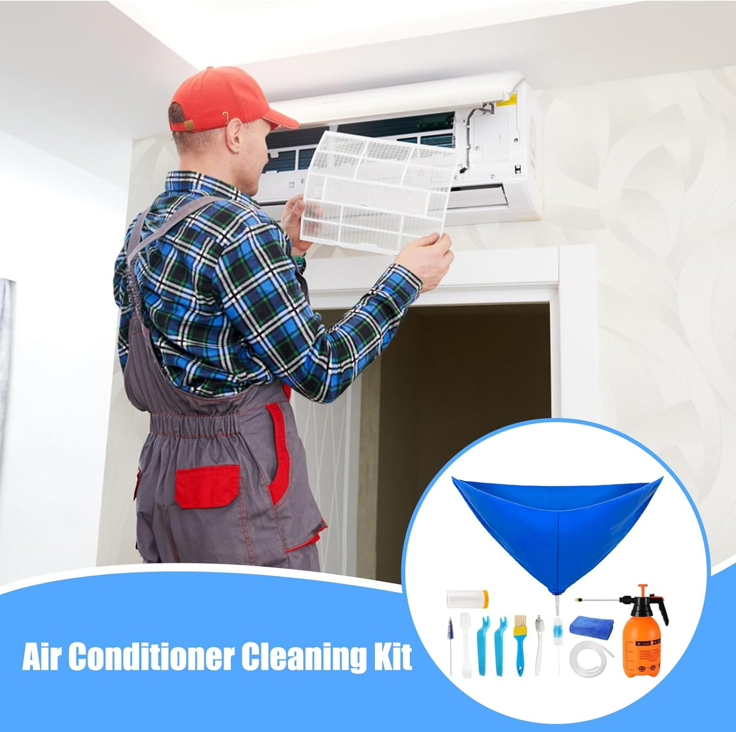 Frxib Ac Cleanings Kit - 1 Set Split Ac Unit Cleanings Bag - Air Conditioner Cover Waterproof Bag for Household Home Room Wall Mounted Dust Washing Protector