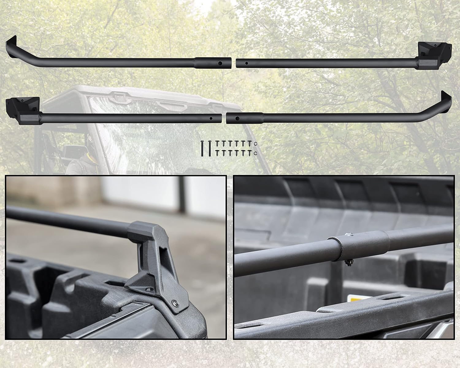 SAUTVS Cargo Bed Rails for Defender, Heavy Duty Combined Cargo Box Side Rails Kit for Can-Am Defender HD5 / HD8 / HD10 / MAX 2016-2023 Accessories (Replace #715003444) image number 3