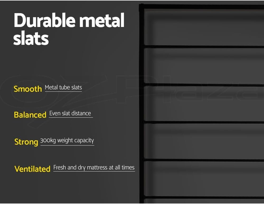 Artiss Queen Metal Bed Frame with Headboard(Base Only), Metal Platform Bed with Easy Assembly, 300Kg Capacity Heavy-Duty Metal Slats with under Bed Storage for Master Bedroom/Guest Room, Black image number 2