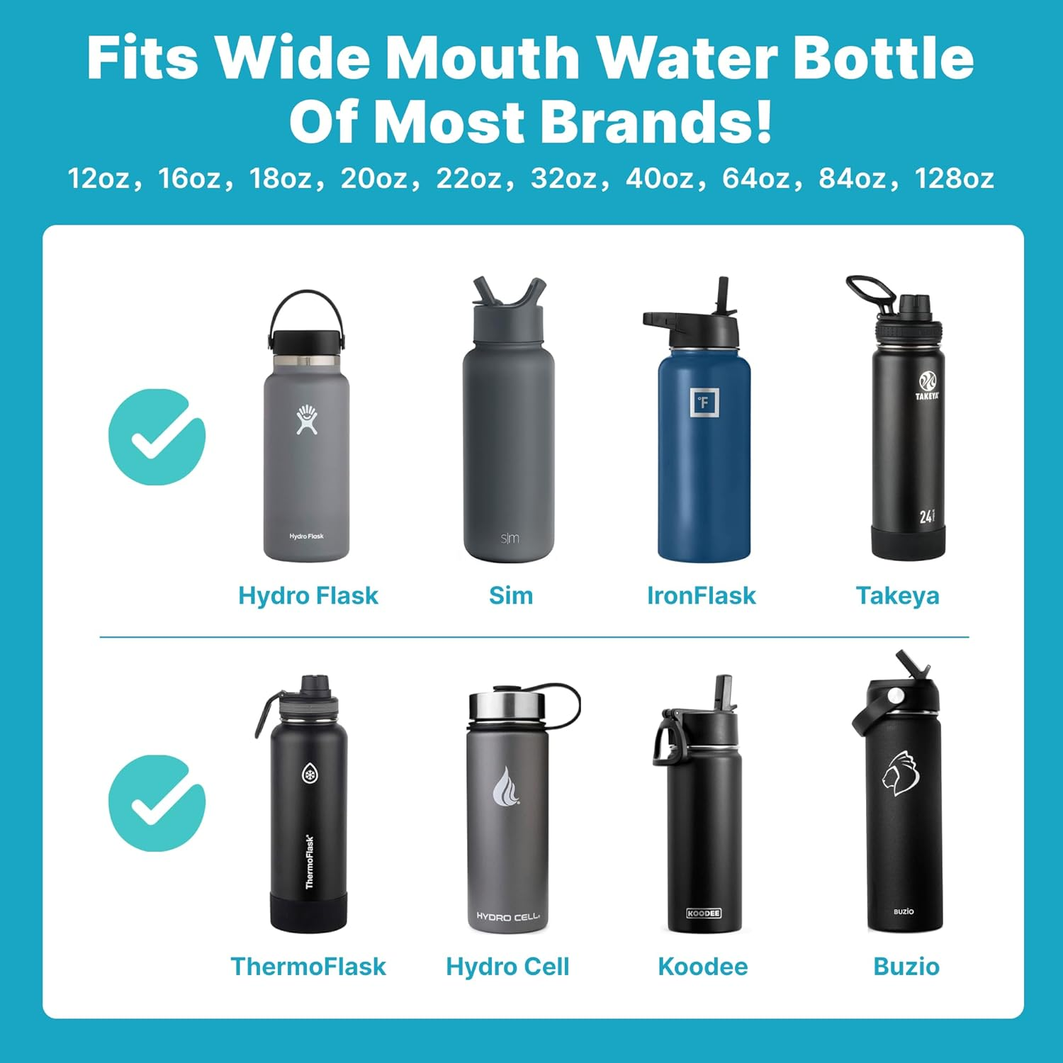 Water Bottle Lid Fit for Hydroflask & Takeya Wide Mouth Water Bottle 12 Oz 16 Oz 18 Oz 20 Oz 32 Oz 40 Oz-Top Replacement Lid, BPA Free image number 3