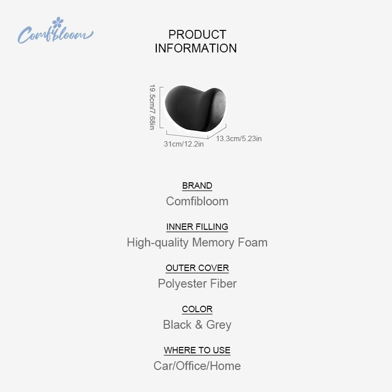 Car Seat Neck Pillow, Memory Foam Neck Pillow for Optimal Neck Support and Pain Relief, Memory Foam Ergonomic Neck Pillow, Car Seat,Office Chair and Wheelchair, Portable, Lightweight, Black. image number 4