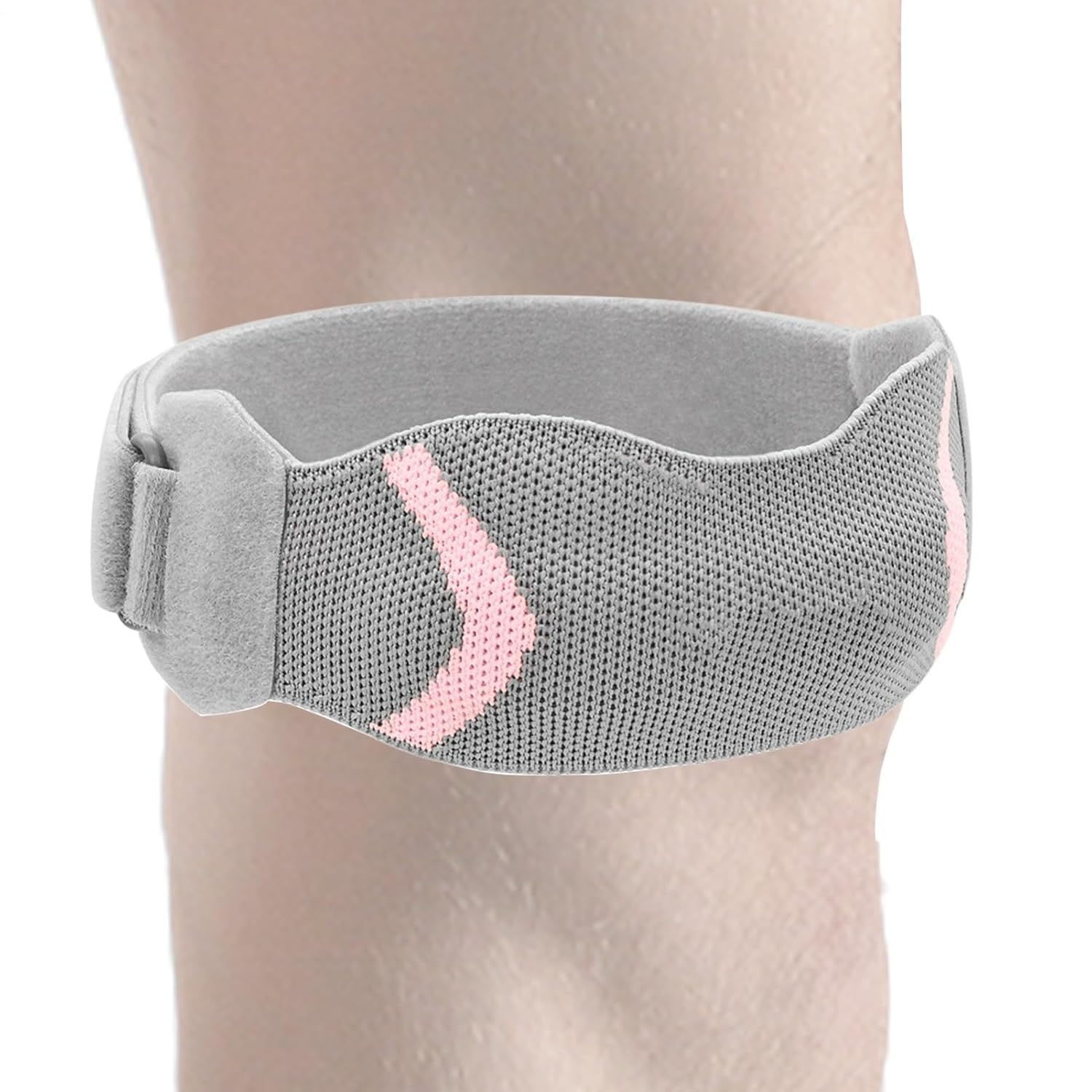 Patellar Tendon Support Strap - Patella Knee Support Strap with Silicone Pad | Adjustable Compression Stabilizer for Jumping Workout Running Gym Dance Hiking Weightlifting - Gray image number 5