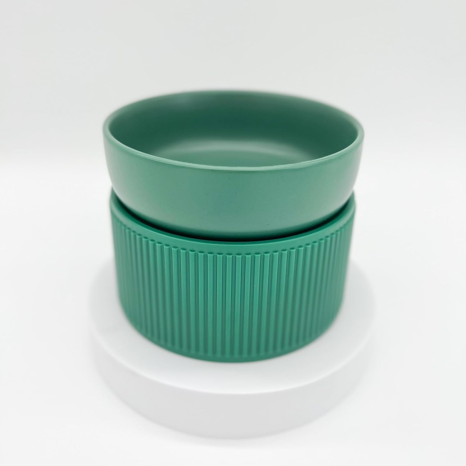 Double Layer Ceramic Dog Feeder with Stand Raised Pet Food Bowl (Pink) - Pink image number 2