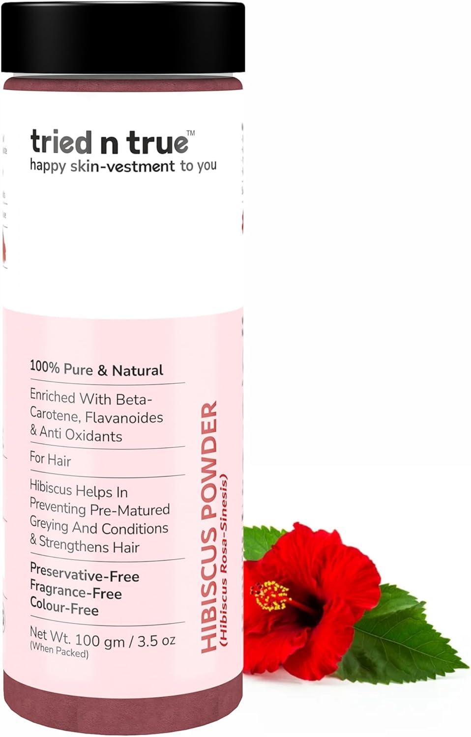 Tried N True Hibiscus Powder with No Added Preservative, Fragrance or Colour, Pure and Natural DIY Hair Mask for Silky and Smooth Hair- 100 Gm image number 4