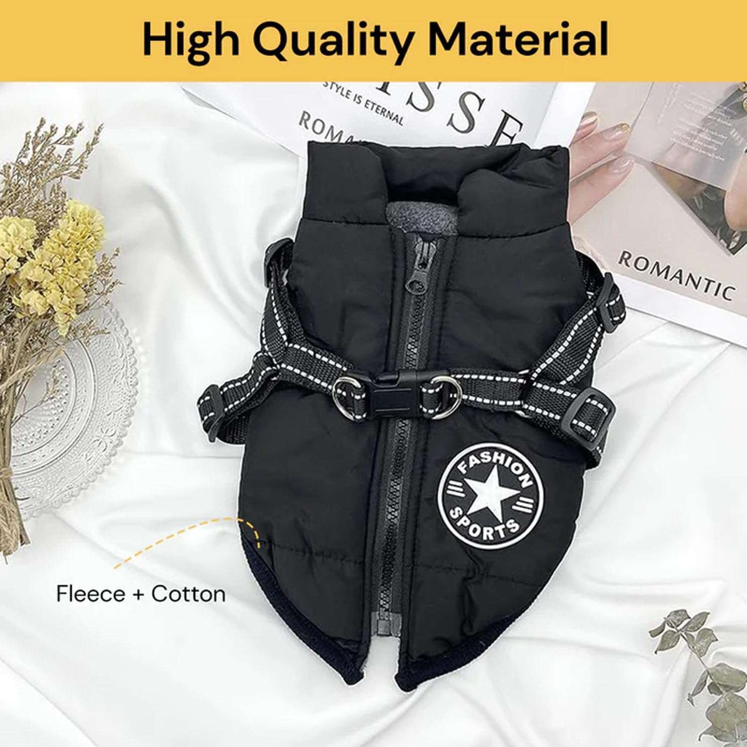 EZONEDEAL Dog Jacket with Harness, Waterproof Winter Dog Coat for Small Medium Large Dogs, Warm Dog Coat for Chihuahua Teddy Labrador French Bulldog (RED, L)