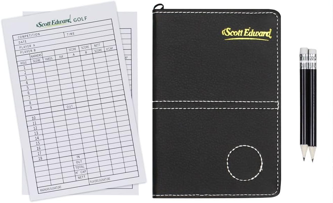 Scott Edward Golf Scorecard Cover Leather Scorecard Holder Statistic and Score Tracking Waterproof Soft Thick Umpire Lineup Card Holder - Blue Texture image number 6