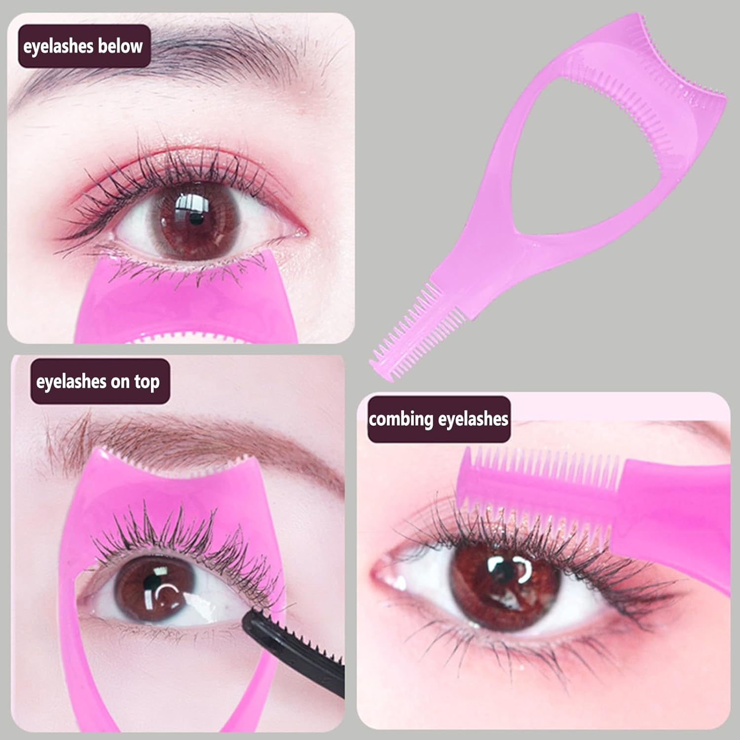 ELTONGUU Mascara Shield Guard Magic Useful Cosmetic Mascara Eyelash Comb Applicator Helper Guide Card Tool 3 in 1 Upper Lower Mascara Applicator Tool Lash Buddy Blush image number 3
