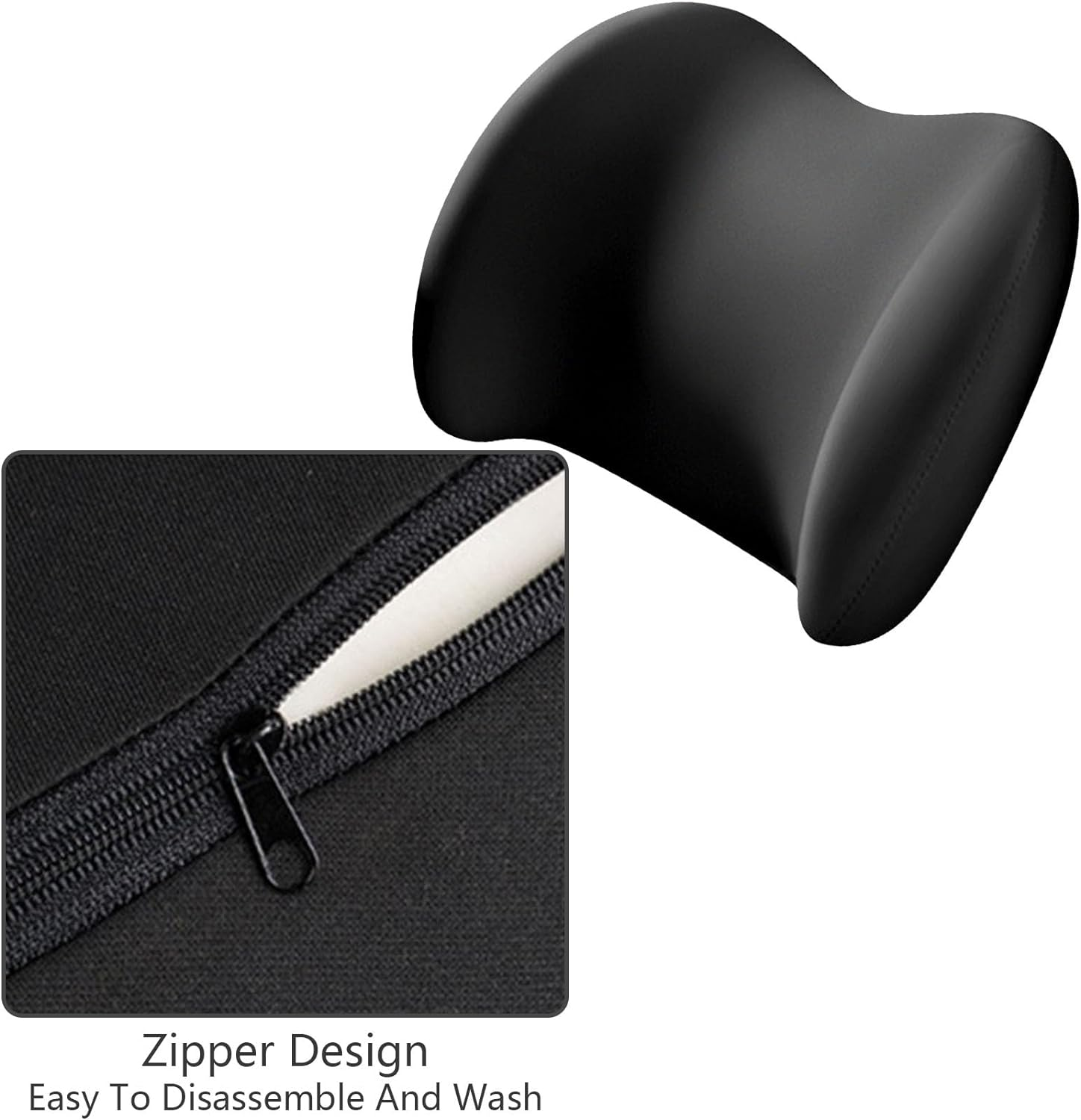 Lumbar Support Pillow for Car Seat Memory Foam Lower Back Support Cushion for Car Home Office Chair Driving Traveling Pillow with Strap for Back Pain Relief (Black) image number 5