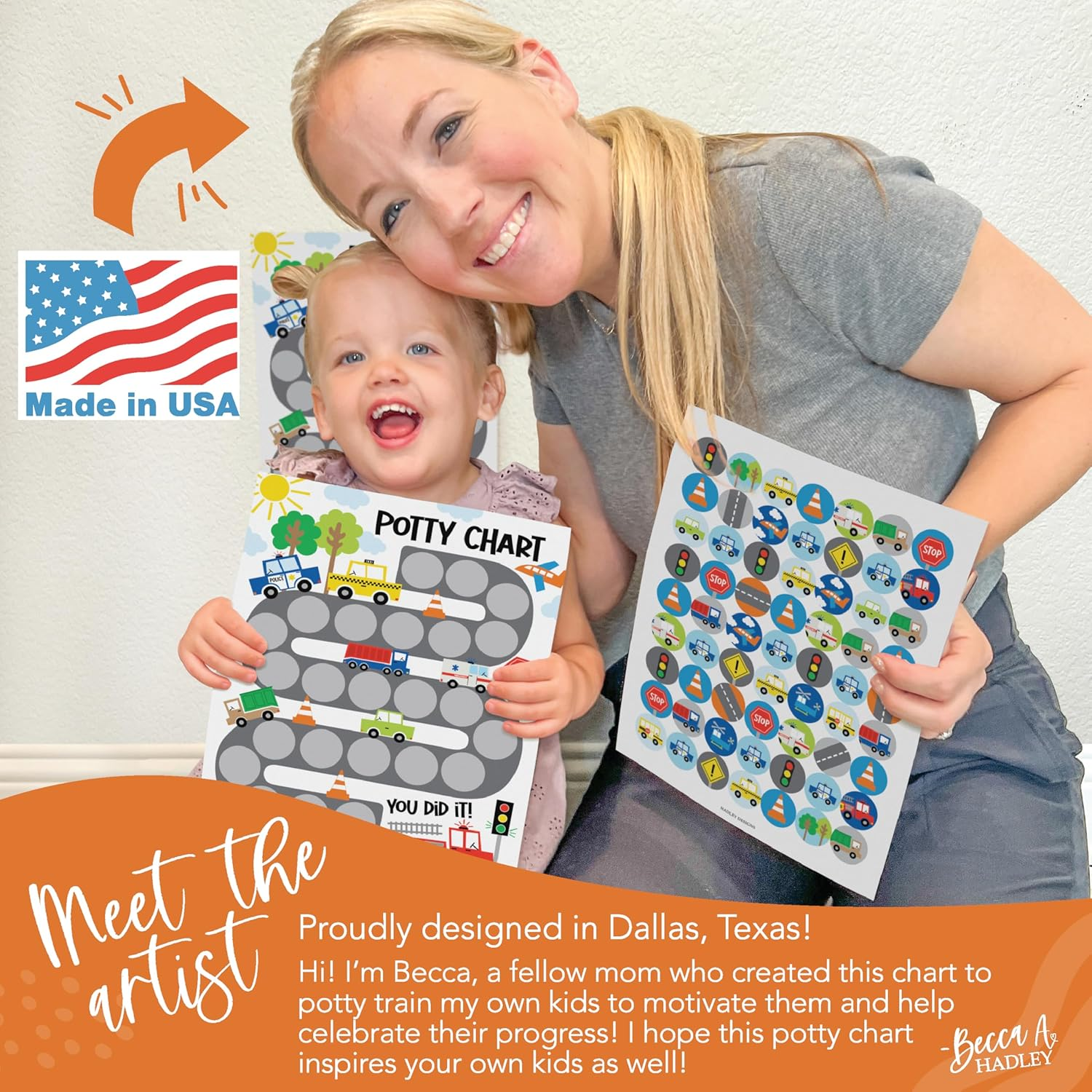 Hadley Designs Potty Training Chart for Boys with Fun Reward Stickers &ndash; Sticker Chart for Kids Potty Training, Potty Training Chart for Toddlers Boys, Sticker Chart for Potty Success image number 4