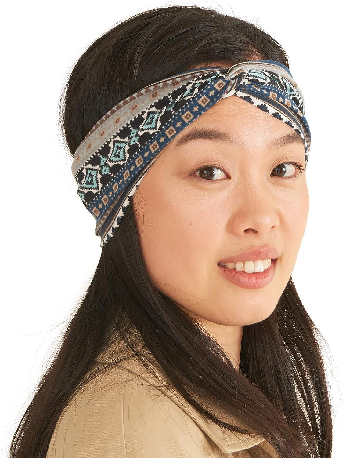 Boho Twist Headbands for Women - Cotton Stretch Elastic Turban Headband Hair Band Hairband Ottoman Print