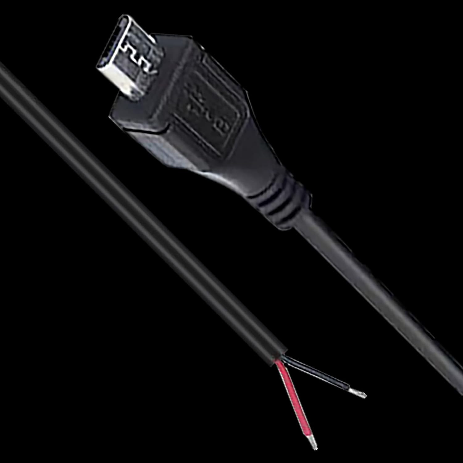 Tunghey 2Pack Micro USB to Bare Wire Open End Cable 5V 2.1A 22AWG 2 Cores Power Pigtail Repair Tin on the Tail Cable Cord DIY Black