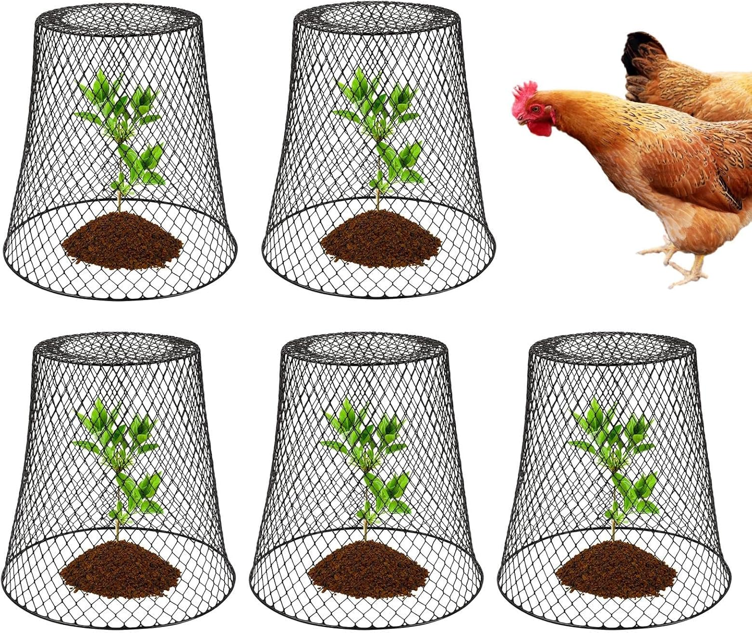 Chicken Wire Cloche Plant Covers Garden Netting Metal Heavy Protectors from Animals for Keeping Bunnies Chicken Squirrels Birds Other Out 23X23Cm (Sliver 5Pc)
