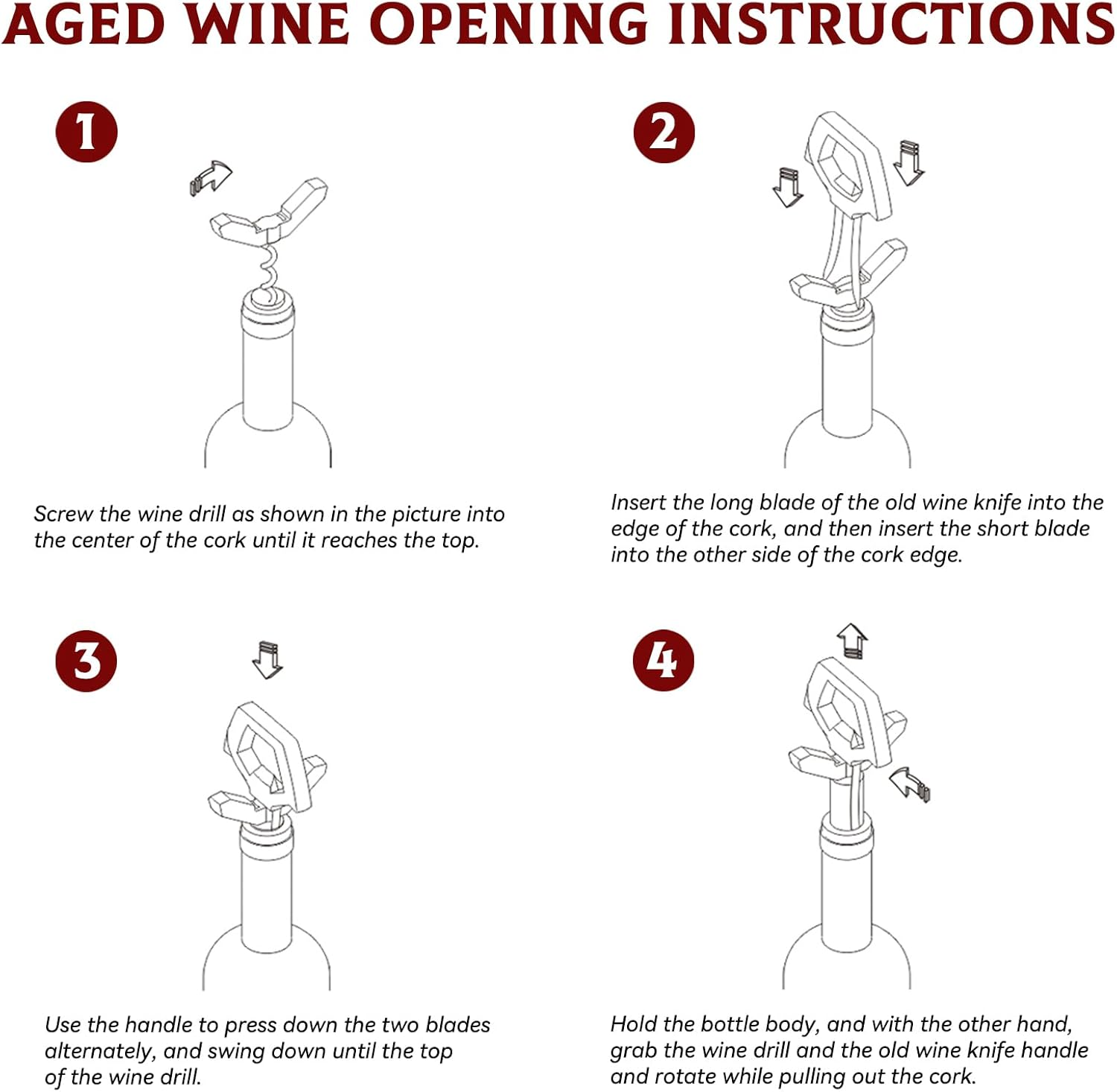 LUCYLANKER Corkscrew Old Wine, Ah so Wine Opener for Vintage Bottles, Two Prong Remover with Beer Bottle Opener, Waiter Corkscrew, Wine Connoisseur Collector for Uncorking (Bronze) image number 3