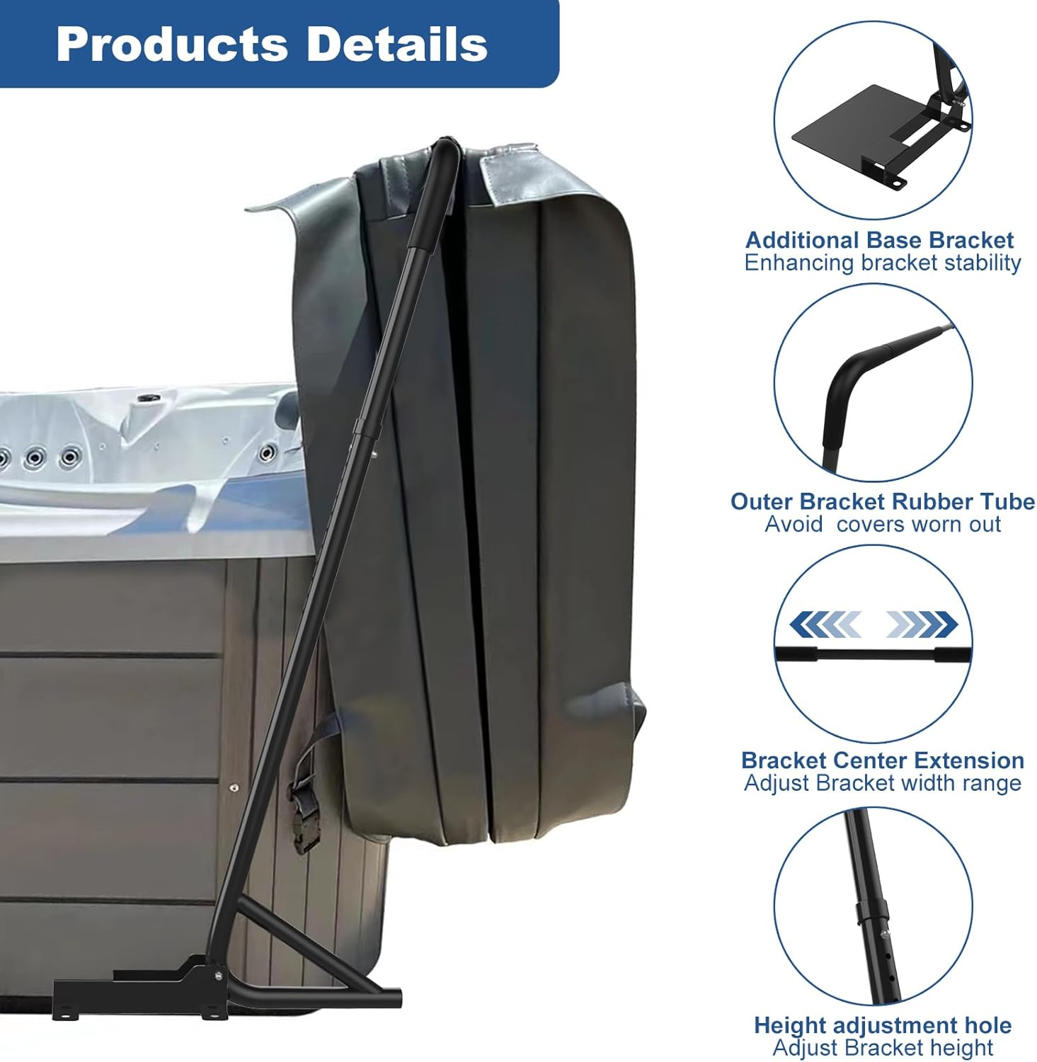 TOCRETOARE Hot Tub Cover Lifter and Removal System - Spa Lift with 31-41 Inch Adjustable Height - Fits Most Hot Tubs image number 4