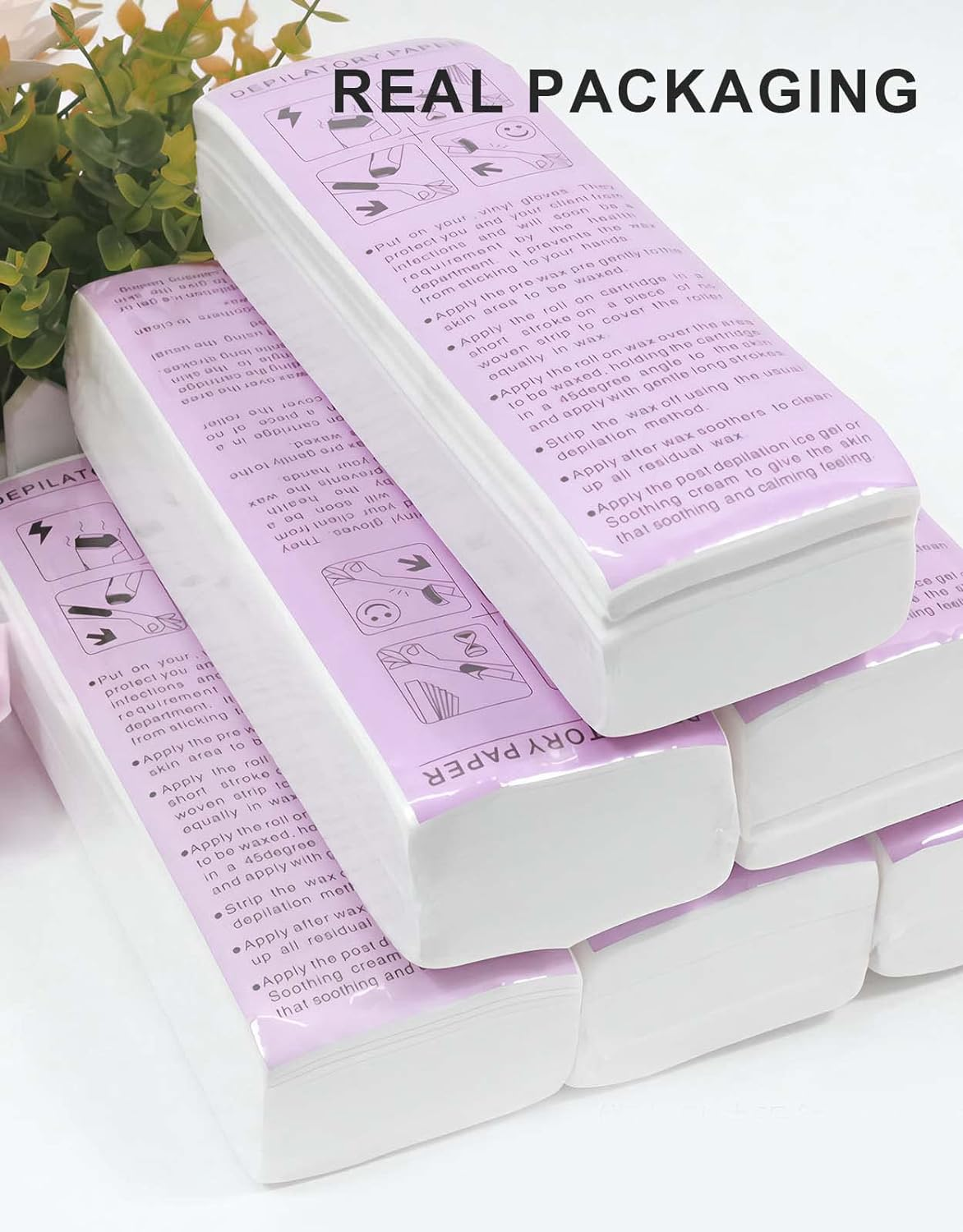 100 Wax Strips, Disposable Professional Hair Removal Tool Hair Removal Paper Professional Beauty Salon Non Woven Paper Shave for Face and Legs, 7.9" X 2.8" (50) image number 4