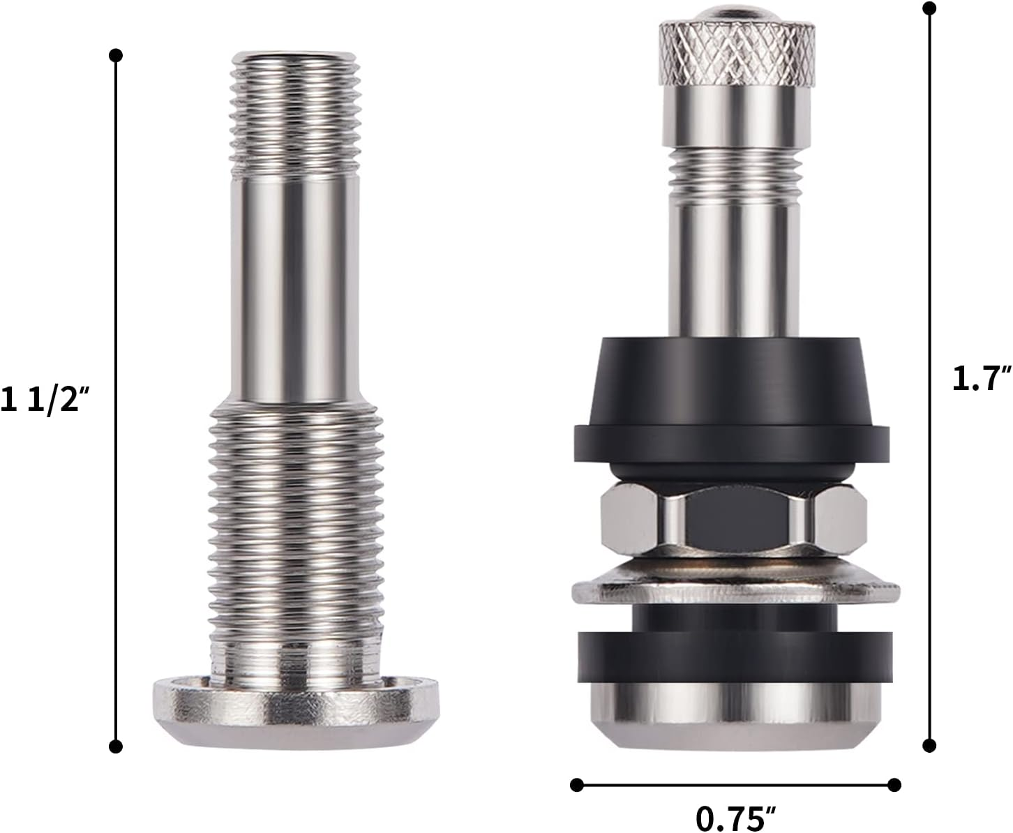 Vaincre 4 PCS TR416 Metal Valve Stems, High Pressure Tire Valve Stems Outer Mount Fits 0.453" and 0.625" Rim Hole, 1 1/2" Long (Silver)