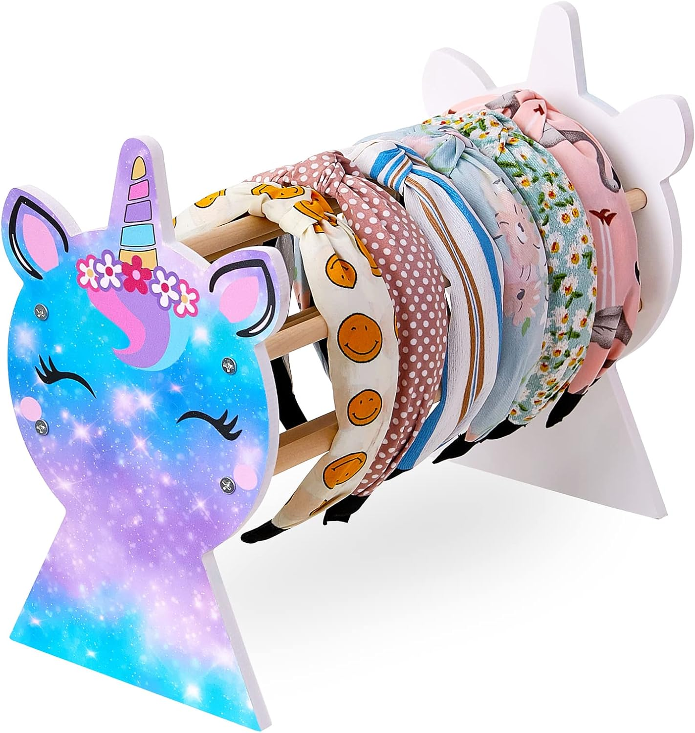 Basumee Girls Headband Holder Organizer Hair Hoop Headband Display Stand Unicorn Hairband Stand Organizer Headband Storage Home Room Decors for Girls, Rainbow
