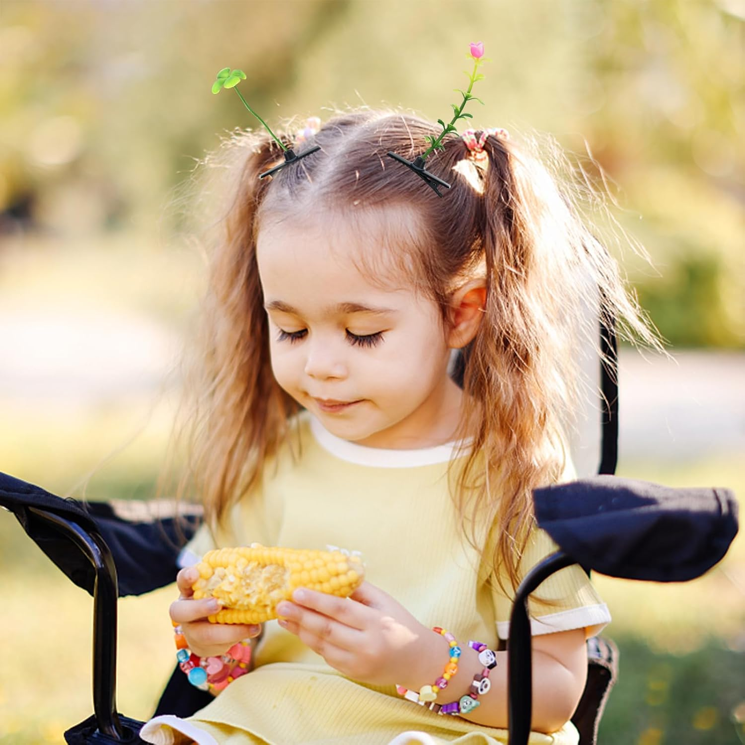 Bekecidi 40 Pieces Bean Sprout Hair Clip Funny Plant Hairpins Little Grass Sprout Clips Flower Butterfly Hair Barrettes Headwear for Women Girls Party for Women Girls Kids Toddler Party Favor image number 6