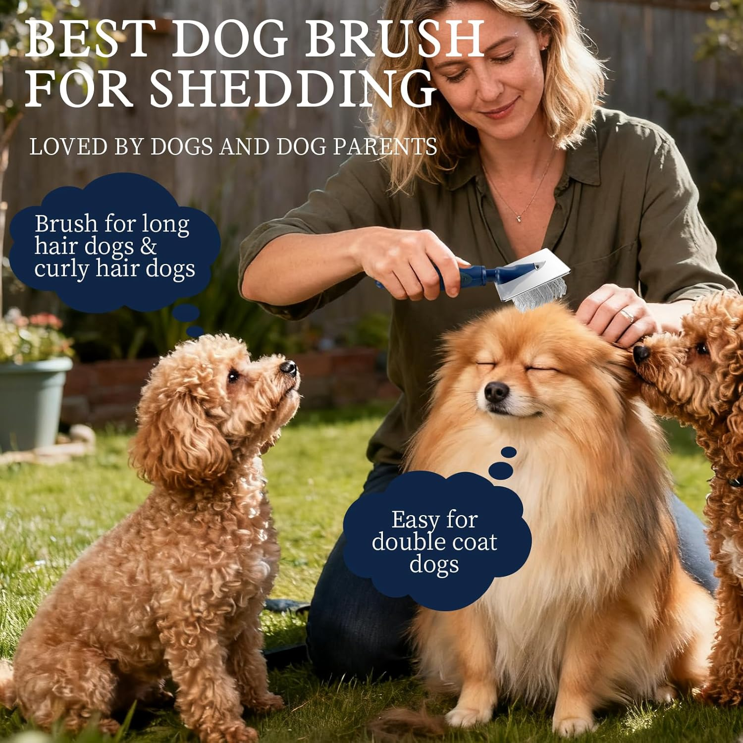 Gentle Slicker Dog Brush with Protective Ball Pins- Soothing Massage Brush for Sensitive Skin & Coat Care- Professional Grooming Brush for Long Haired Dogs & Cats image number 3