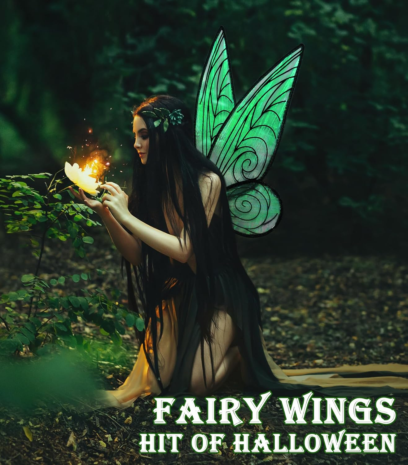 Girls Fairy Wings, Sparkling Sheer Butterfly Wings for Women Adults and Kids - Birthday Halloween Dress Up image number 5